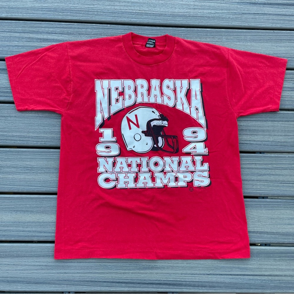 Vintage Nebraska Cornhuskers 1994 Champs Single Stitch Helmet T-shirt Men’s XL